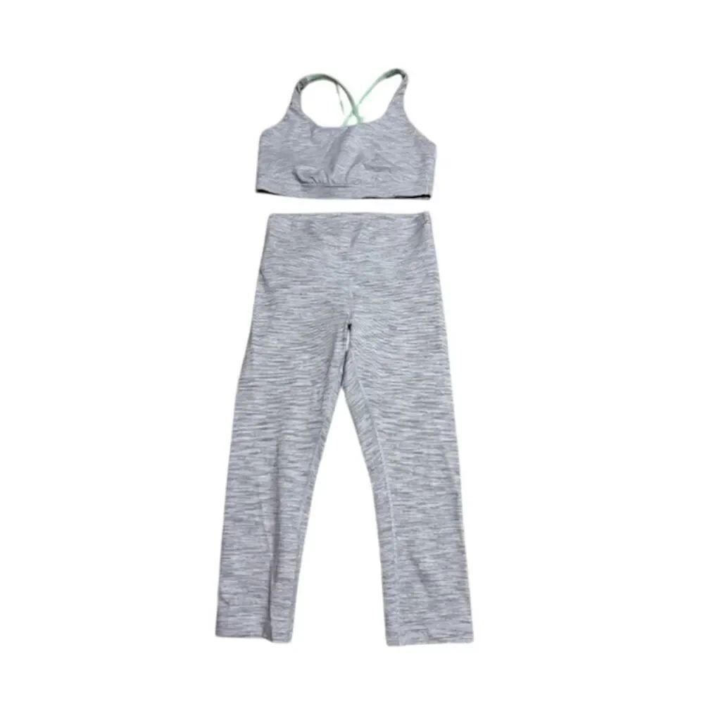Lululemon Leggings and Sports Bra Set Gray and Mint Green Size 8
